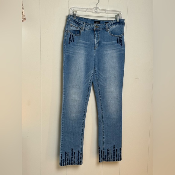 Jones New York Womens Madison Slim Ankle Cotton Blend Embroidered Jeans Sz 12 - Picture 1 of 11